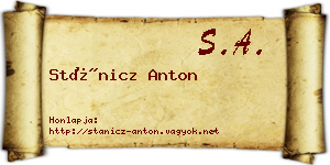 Stánicz Anton névjegykártya